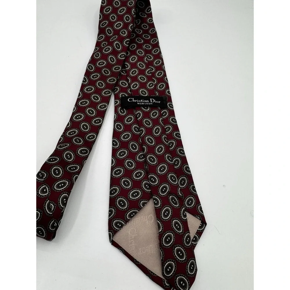 Vintage Christian Dior Maroon/Red Silk Tie EUC A2